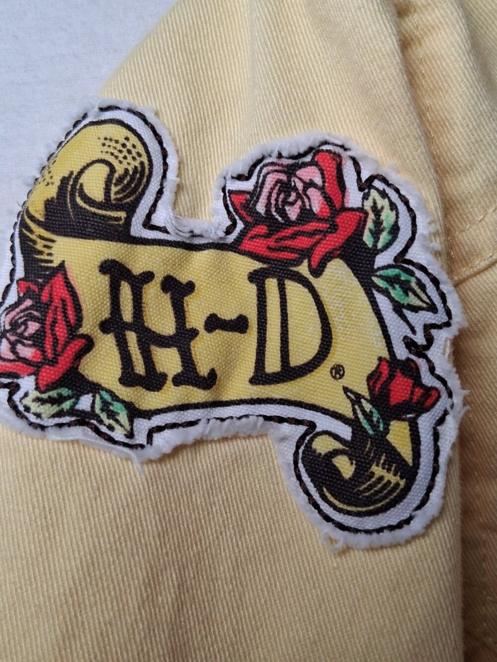 Harley Davidson Motorcycles Jacket Girls 5 Yellow Twill Tattoo Eagle Bird Rose - Picture 14 of 16